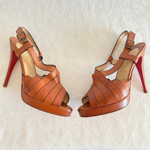 Christian Louboutin Brown Leather Platform Sandals